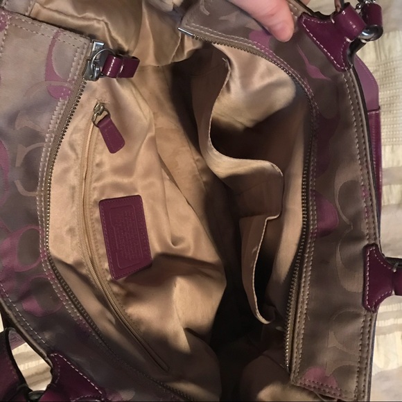 Khaki and Berry Purple Authentic Coach Purse - Picture 3 of 6